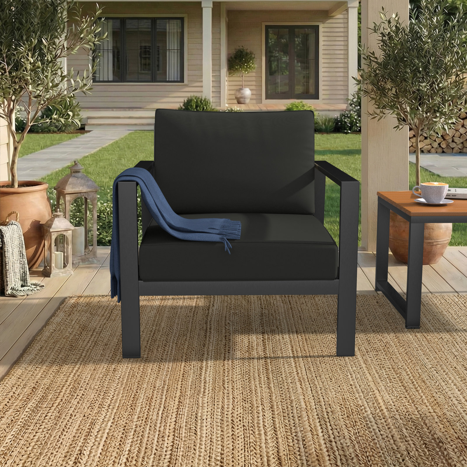 Donnely Sunbrella® Louge Chair Cushion, 25" W x 26" D, Sunbrella® Canvas Black