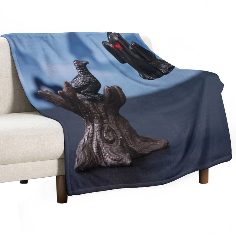 Jeté noir en flanelle de luxe sur un arbre, couverture douce et chaude pour le canapé-lit du salon, 40 po x 50 po