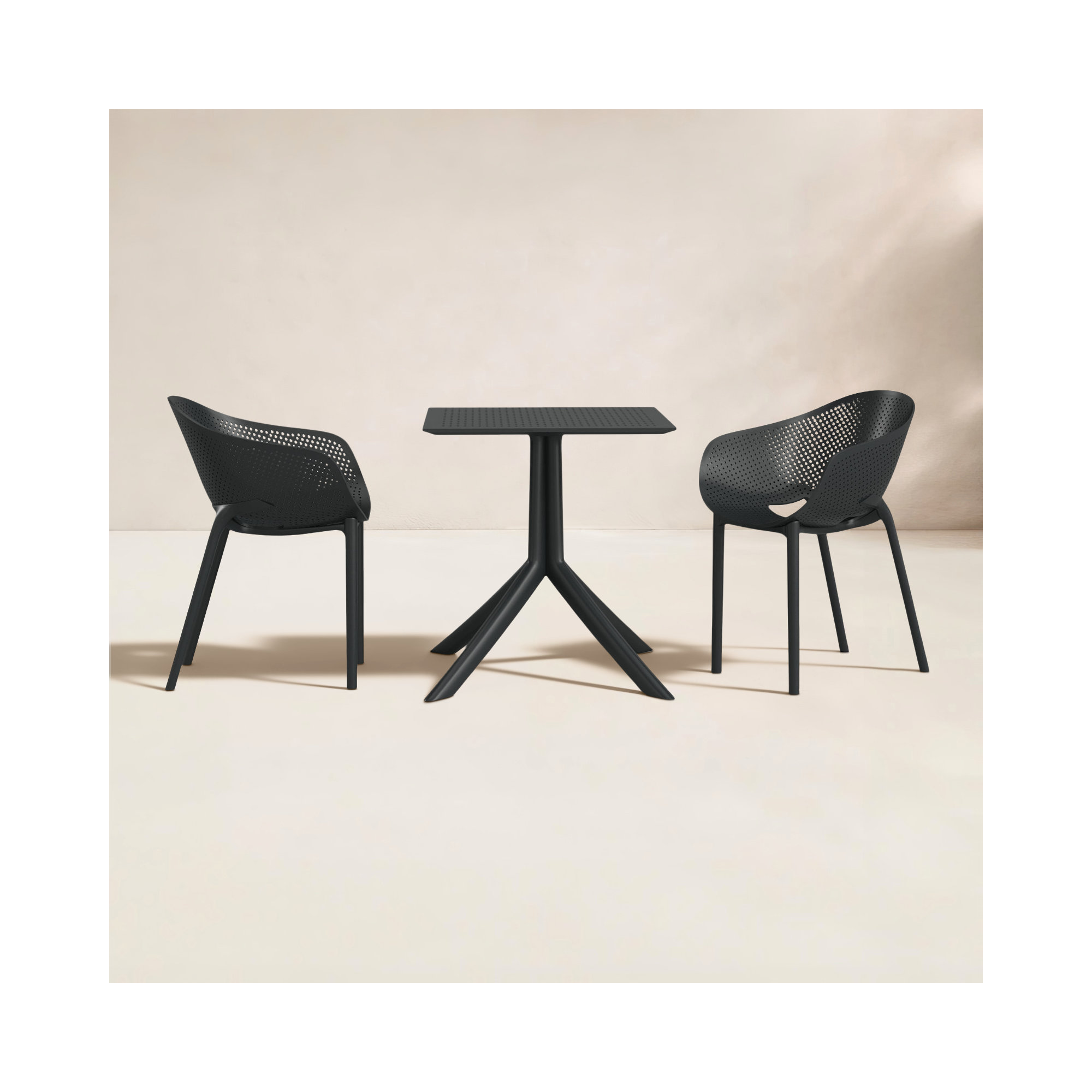 Farrah Square 2 - Person Bistro Set, Black