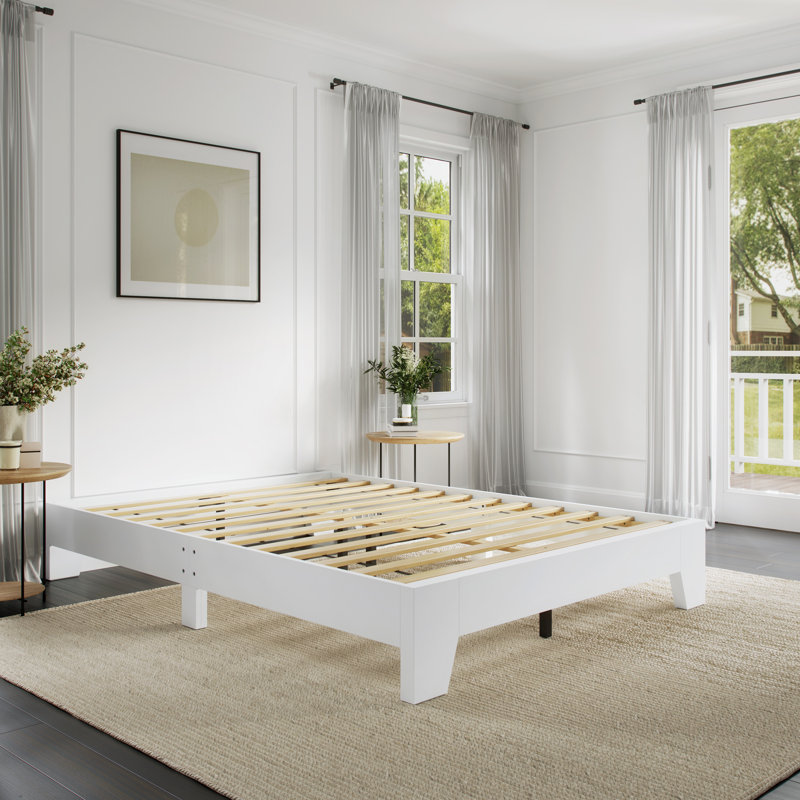 Boyd Sleep Lugano Platform Bed Frame - Modern Minimalist Design, Solid Wooden Slat Support, No Box Spring Needed, Easy Assembly, Noise-Free Construction, Sleek Bedroom Furniture- Lugano Collection