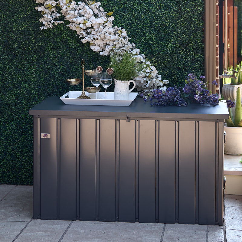Purple Leaf 120 Gallons Water Resistant Lockable Resin Deck Box, Gray - Outdoor Storage Container for Patio Cushions, Pool Accessories & Garden Tools