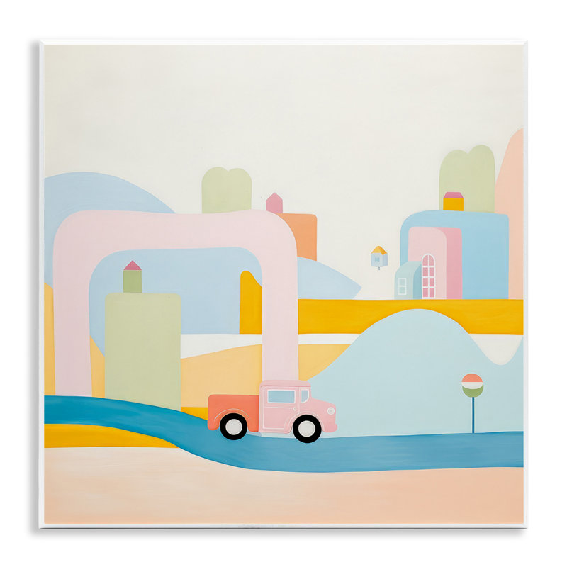 "Pastel Car in Landscape", art mural par Lazar Studio