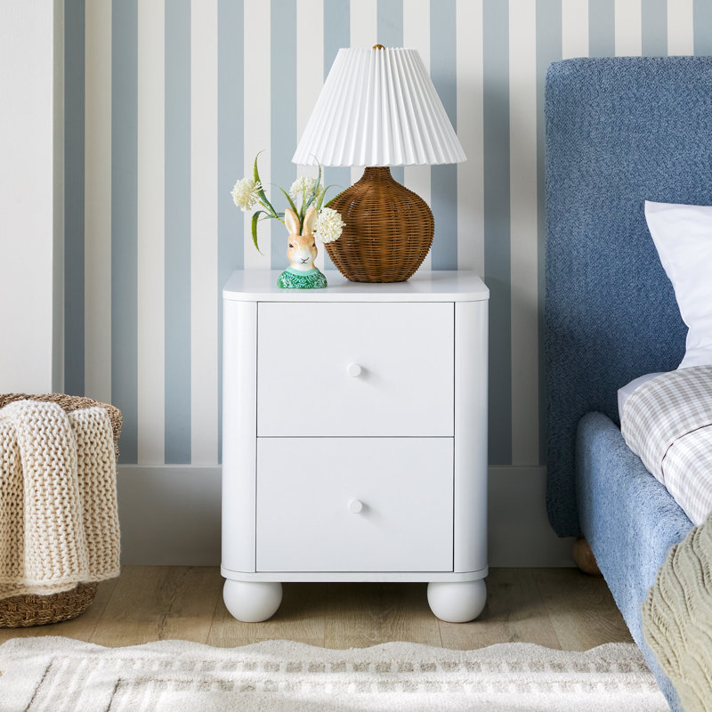 Table de chevet 2 tiroirs Modern, Blanc