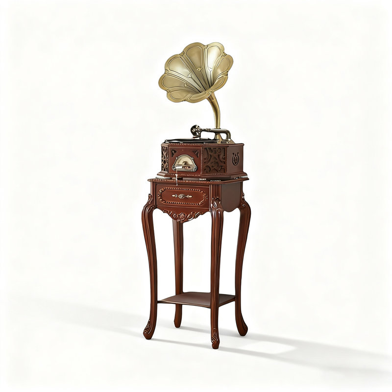 Gramophone en laiton rétro - tourne-disque rétro pour le salon, Brun / or