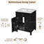Meuble-lavabo 24 po avec lavabo en céramique - Bois massif + panneau de fibres à densité moyenne - 1 pièce - Autoportant - Noir - Portes et tiroirs à fermeture en douceur
