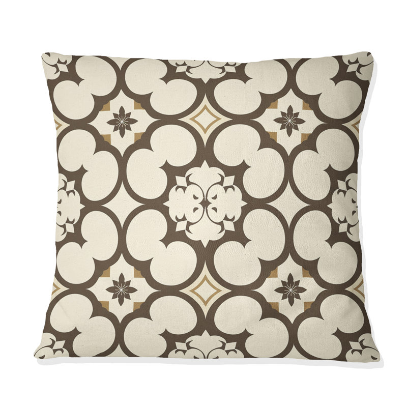 Coussin décoratif brun et beige quadrilobe III, H 16 po x l 16 po