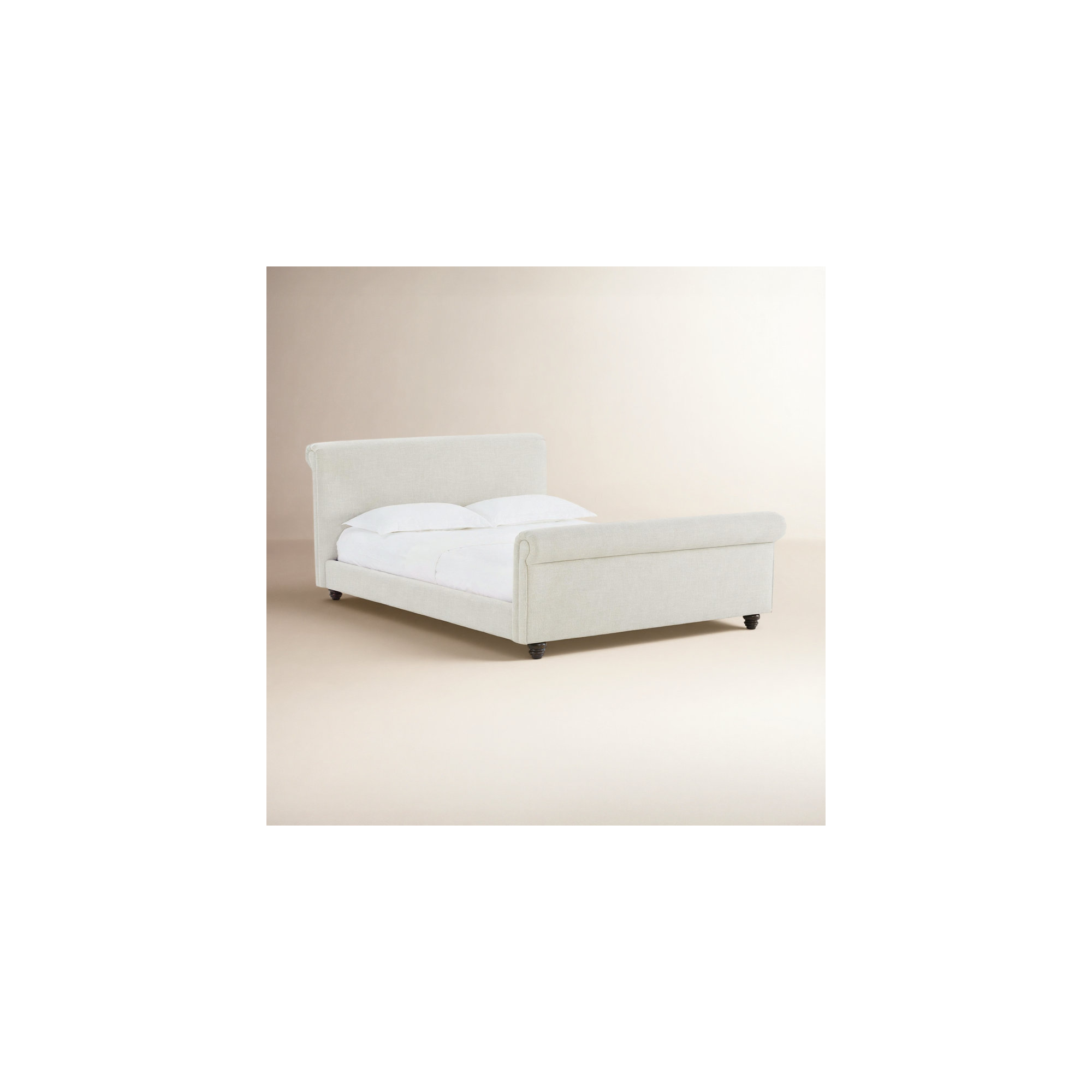 Berks Upholstered Platform Bed, Effie Linen Performance Linen, King