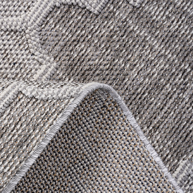 Tapis tissé et blanc / gris 4 x 6