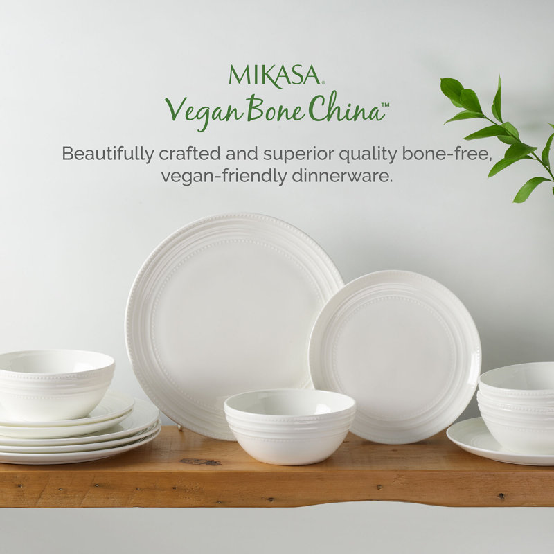Kamryn 12-Piece Lightweight Chip-Resistant Bone China Dinnerware Set, Service for 4