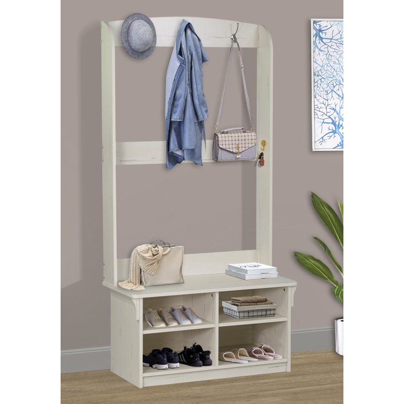 Portemanteau avec banc et rangement pour chaussures Velmir, Beige