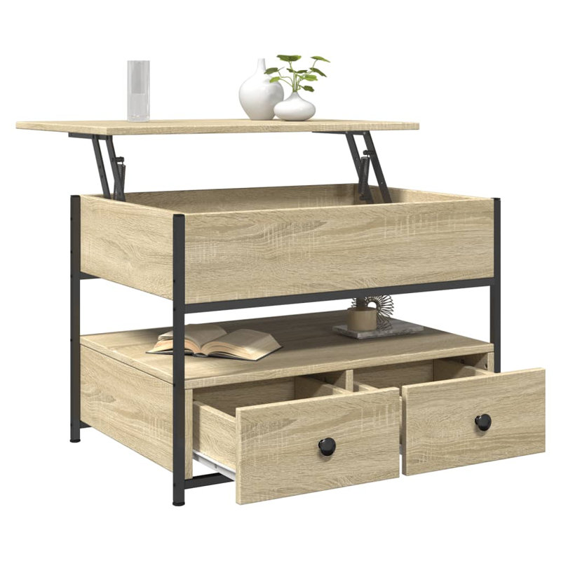 Adriel Lift Top Four Leg Coffee Table with Storage, Sonoma Oak, 50cm H x 85cm W x 50cm D
