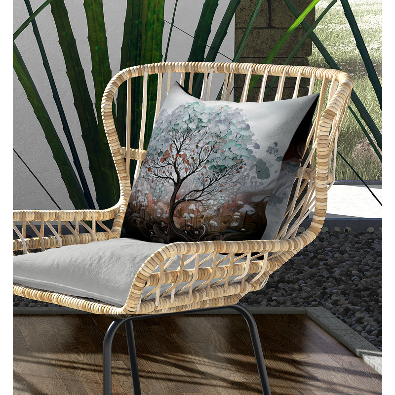 Coussin réversible Beautiful Tree Of Life, H 20 po x l 20 po, Bleu / Vert / Orange