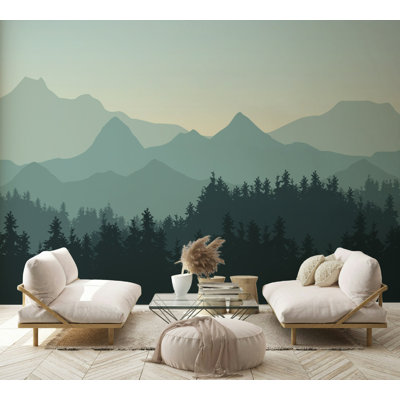 Papier peint vert Misty Mountain Forest