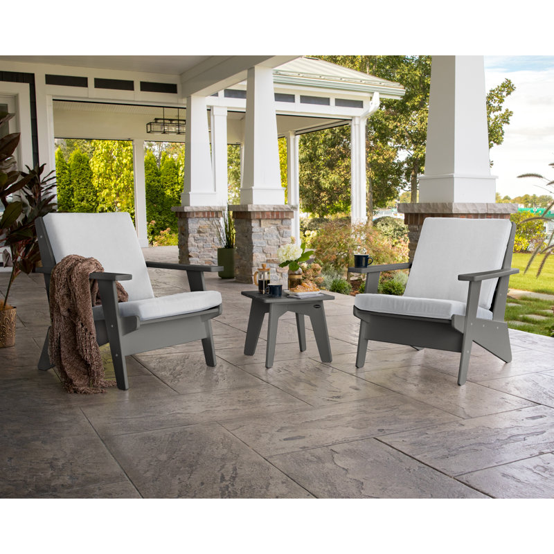 Riviera Modern Lounge 3-Piece Set, Teak, Granite