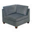Fauteuil modulaire 3 pièces gris, revêtement en chenille, structure en bois, revêtement gris, structure froncée
