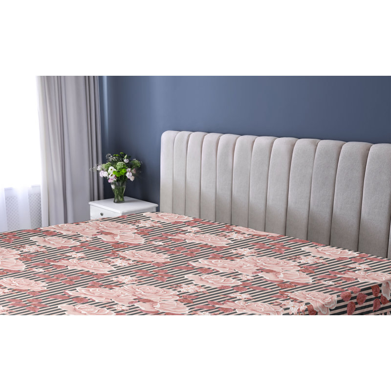 Drap-housse Ambesonne, Rose pâle, cannelle, rosé / floral, Drap-housse de taille double