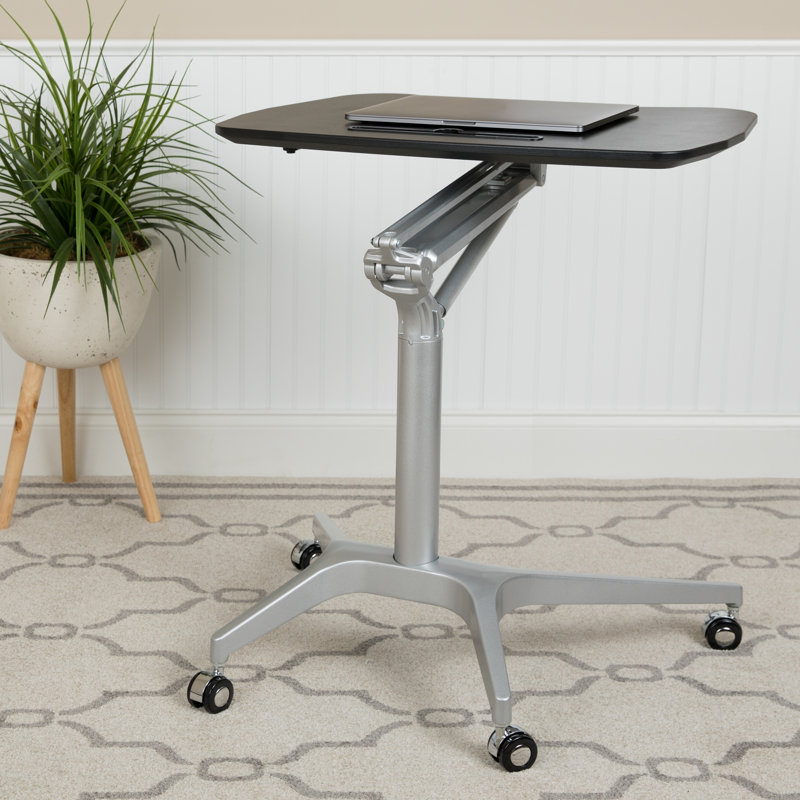 Mobile Sit-Down, Stand-Up Ergonomic Computer Desk, Black