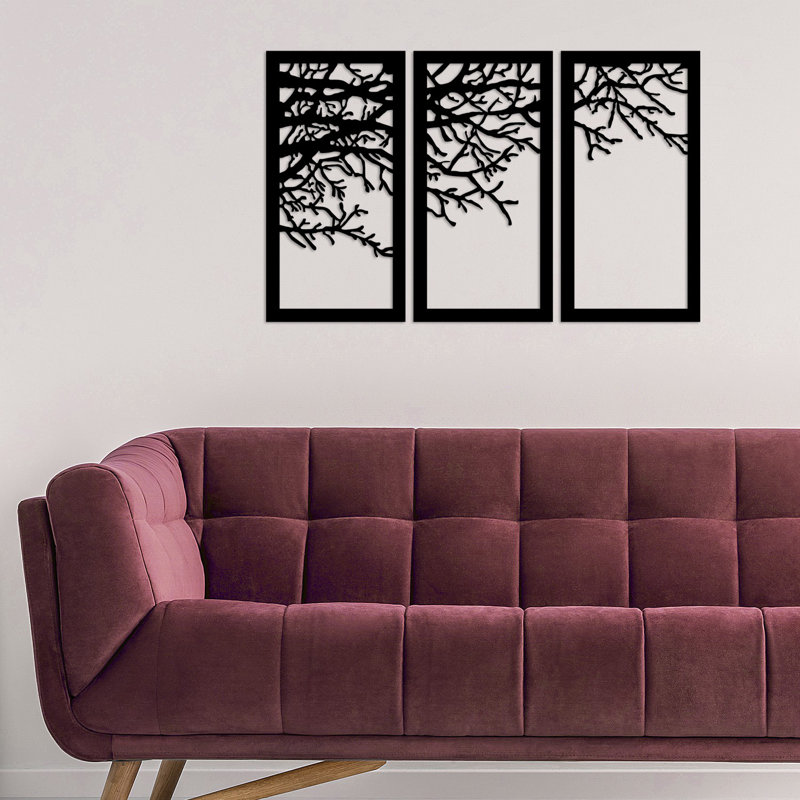 Elegant Metal Wall Art Decor, Black Finish, 44.1 x 27.6 inches | 100% Durable Metal, Thickness: 0.06 inches | Easy to Hang Design, Perfect for Living Room, Bedroom, or Office | Stylish and Modern Home Accessory