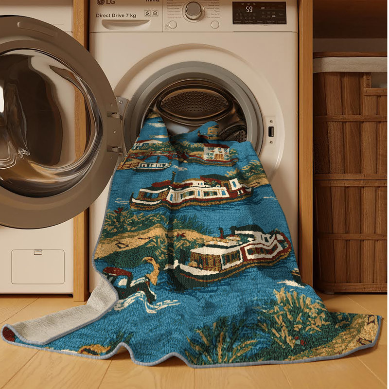 Tapis vert lavable à la machine, Rond 8 pi