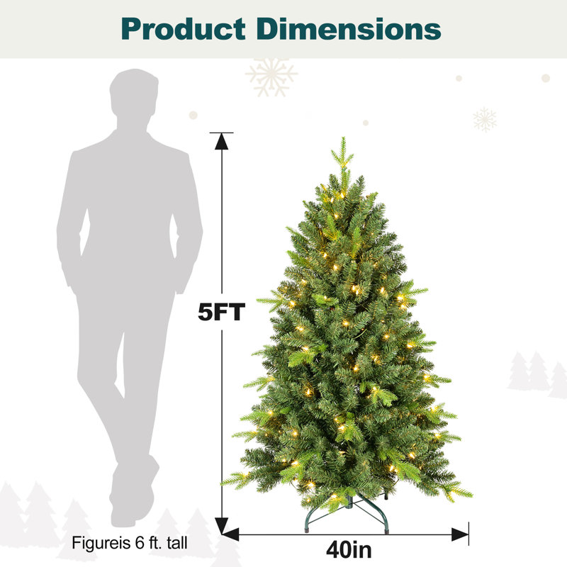Arbre de Noël artificiel épinette pré-éclairé, 5'