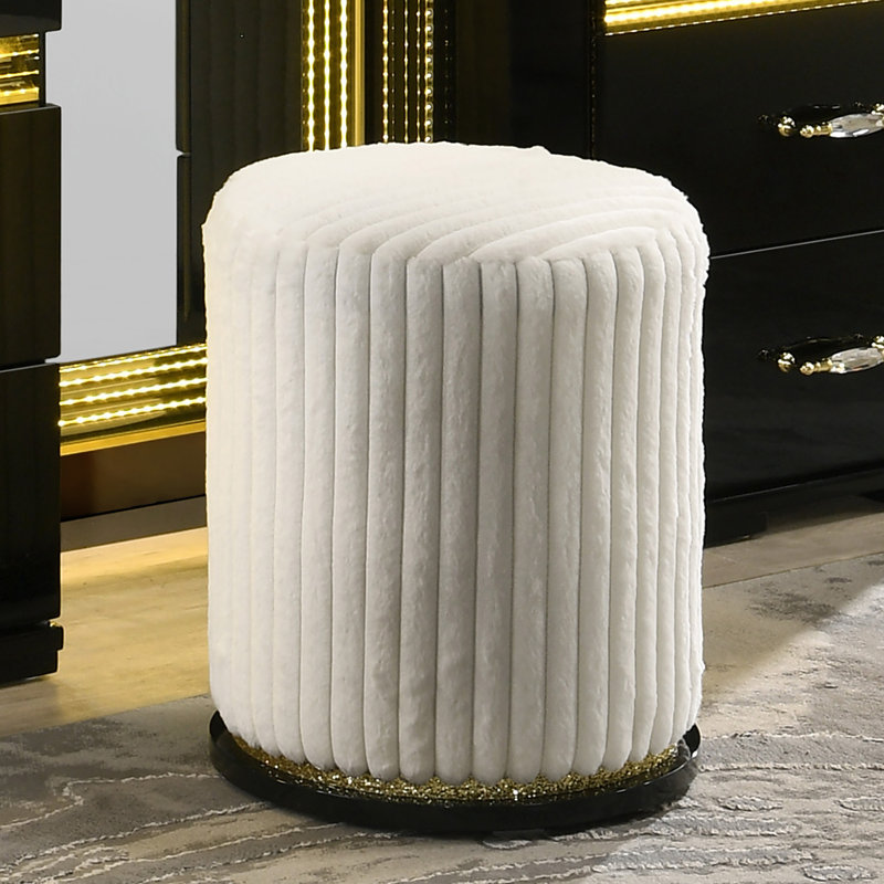 Tabouret rond rembourré Arica, Noir