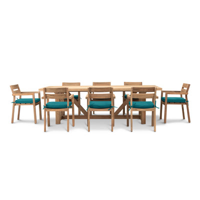 Gensingh Rectangular 8 - Person 98.5'' L Teak Outdoor Restaurant Dining Set -  Loon Peak®, 6751072FB5124645B86F1755CEC4C049