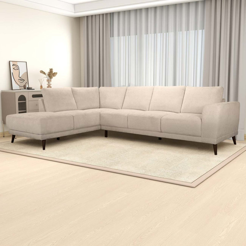 Canapé modulaire crème avec repose-pieds