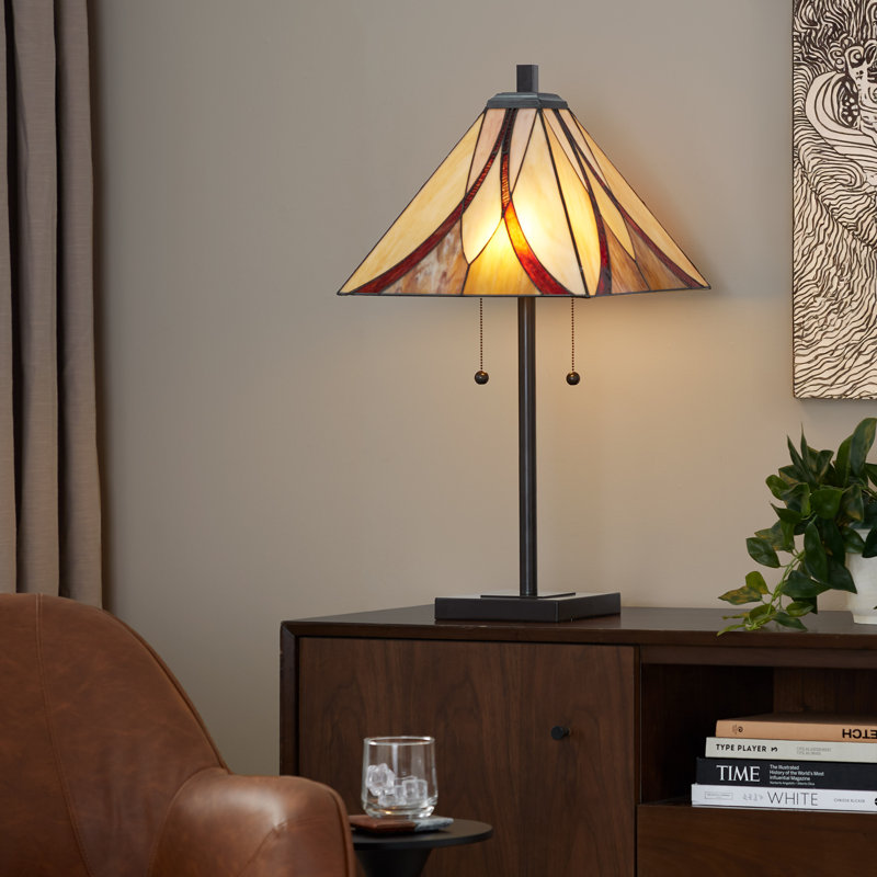 Ren 30" Traditional Table Lamp In Oil Rubbed Bronze Metal With Brown And Cream Glass By , Brown