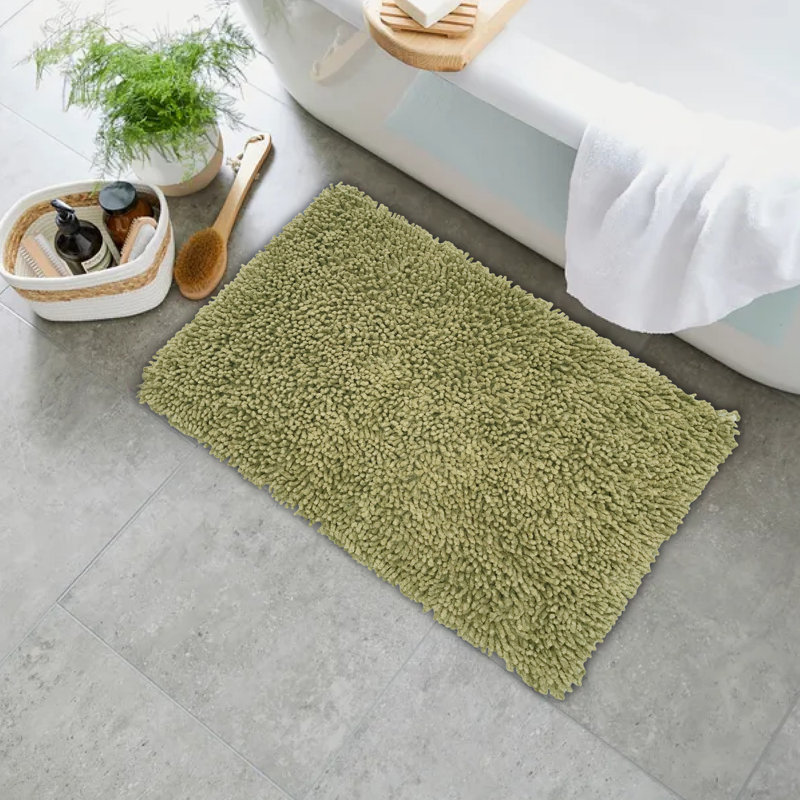 Hayworth Plush Cotton Bath Mat, 17" W x 24" L, Sage