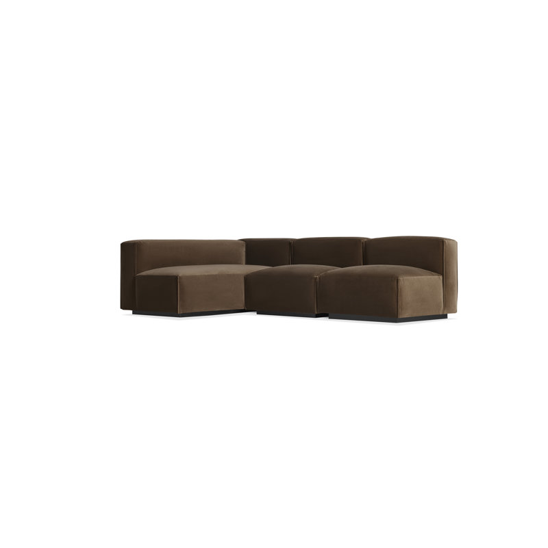 Canapé modulaire Cleon, Orienté vers la droite, Mélange de polyester café velours