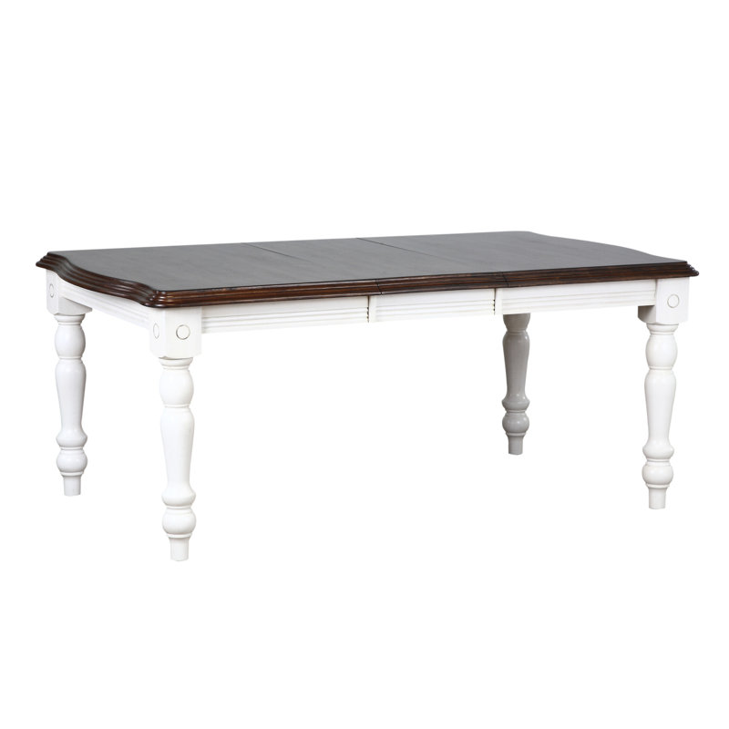 Azizi Extendable Oak Dining Table, Antique White