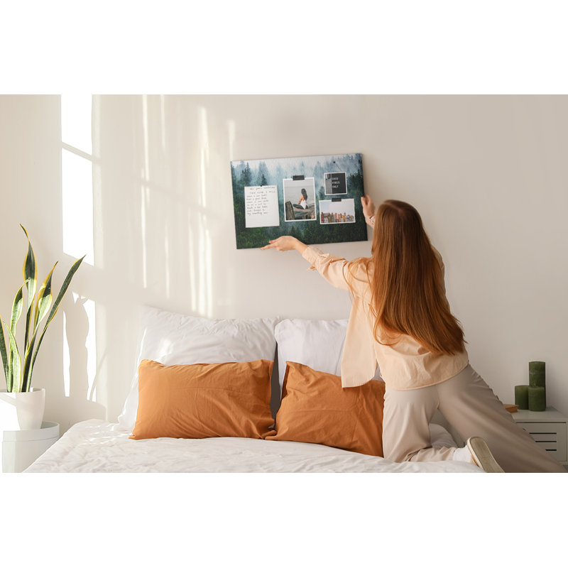 Wall Mounted bulletin board print decorative wall pin board for wall home office corkboard Misty forest