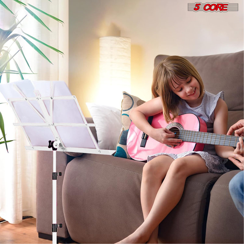 Adjustable White Metal Folding Tripod Music Stand