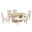 Ensemble de table de salle à manger extensible 6 pièces avec rallonge amovible, banc et 4 chaises rembourrées
