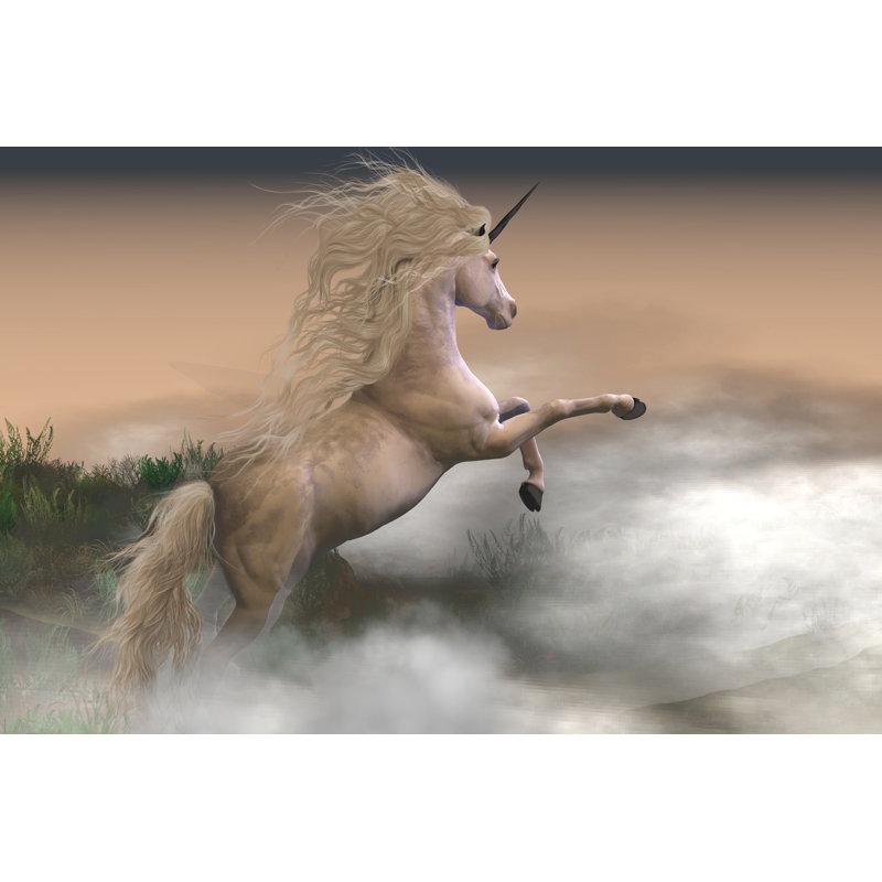 Misty Mountain Unicorn - Wrapped Canvas Print, 51cm H x 76cm W x 3.8cm D