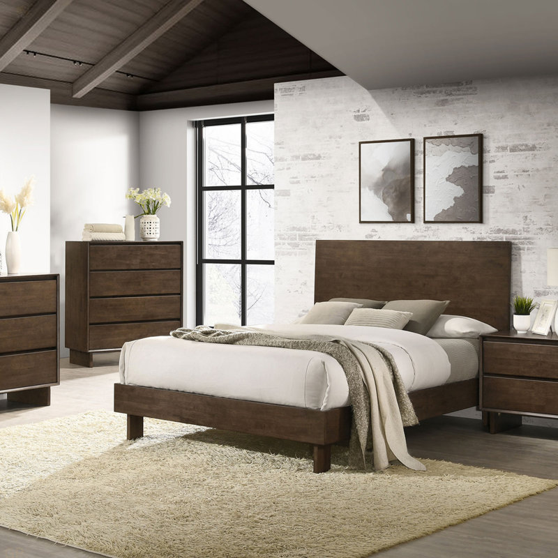 Hemlock Warm Brown Queen Platform Panel Bed