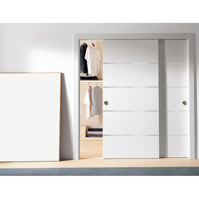 Portes coulissantes pour garde-robe coulissantes | Planum 0020 soie blanche | Ensemble de quincaillerie pour moulures robustes Rails | Portes de garde-robe de chambre en bois massif