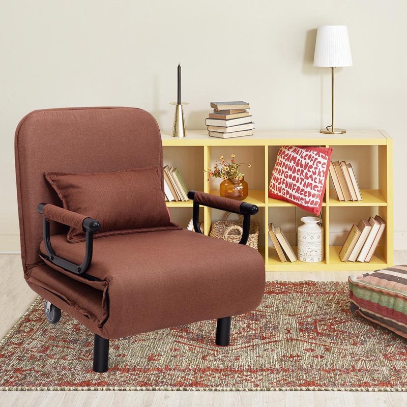 Fauteuil futon large de 26,5 po Damyla, Mélange de polyester brun