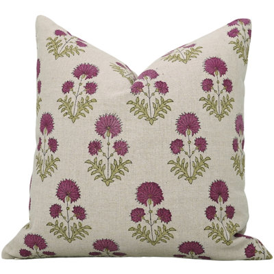 Vintage Block Print Pillow Cover, Boho Cushion Case, 24X24 Inch Handmade Decorative Throw Pillow Rishi