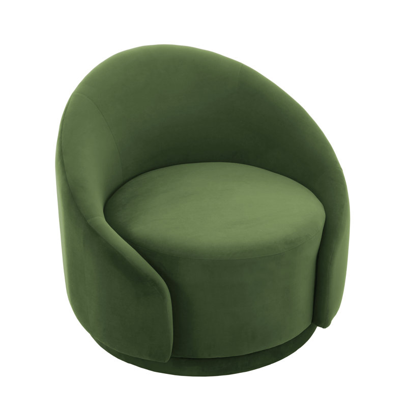 Aunna 89.2Cm Wide Swivel Barrel Chair, Green Velvet