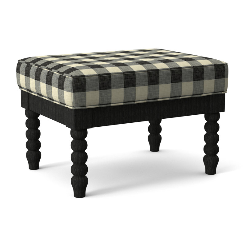 Repose-pieds Louisa, Black Buffalo Check; 0120-81, Finition noir antique