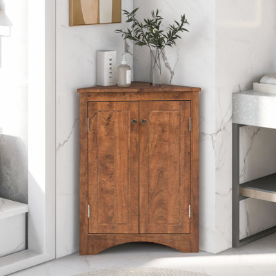 Triangle Bathroom Floor Cabinet With Adjustable Shelves, Brown Color, Board, Large Storage, Easy Assembly High - Quality , Metal Hardware, To Install, Suitable For Corridor