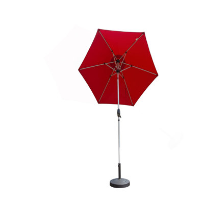 Parasol de patio 7,5 pi, parasol de table d'extérieur avec bouton poussoir inclinable et manivelle, parasol de protection contre les rayons UV du marché avec 6 nervures robustes pour le jardin, la terrasse, la cour arrière, la piscine