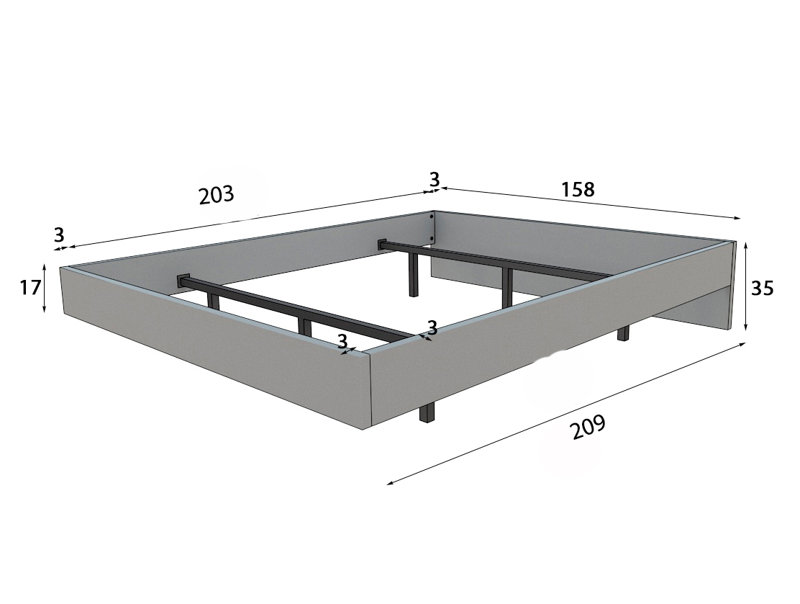 Maximo Mx79K, ensemble 3, Grand, Ensemble de 3 pièces : lit, 2 tables de chevet