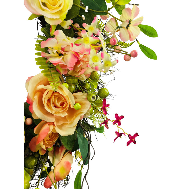 Couronne de brindilles 24 po Rose Hydrangea