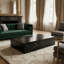 Table basse en marbre véritable véritable noir Nero, 54 po