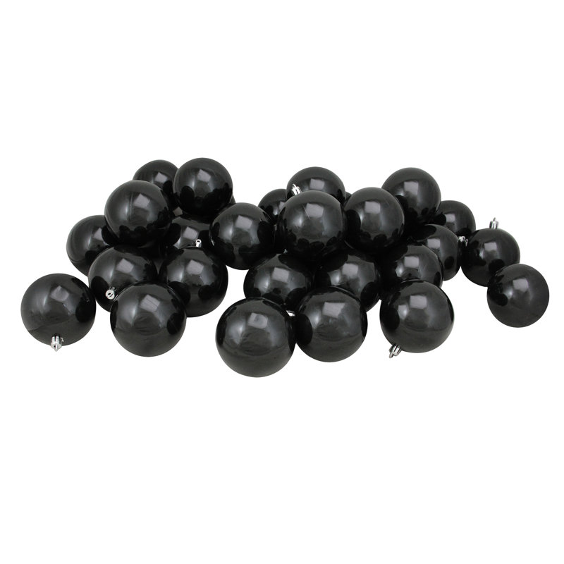 Shatterproof Christmas Ball Ornaments 3.25" (80mm), Jet Black