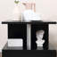 Table de bout moderne 20 po, table d'appoint en forme de S avec tablette de rangement et poteaux en acier, noir-431826661-528570991