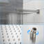 Système de douche avec barre coulissante réglable, système de douche carré mural de 12 pouces avec valve brute, nickel brossé