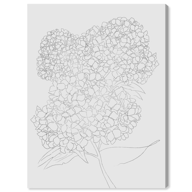 Jardin d'hortensias - impression, H 36 po x l 30 po, Toile tendue